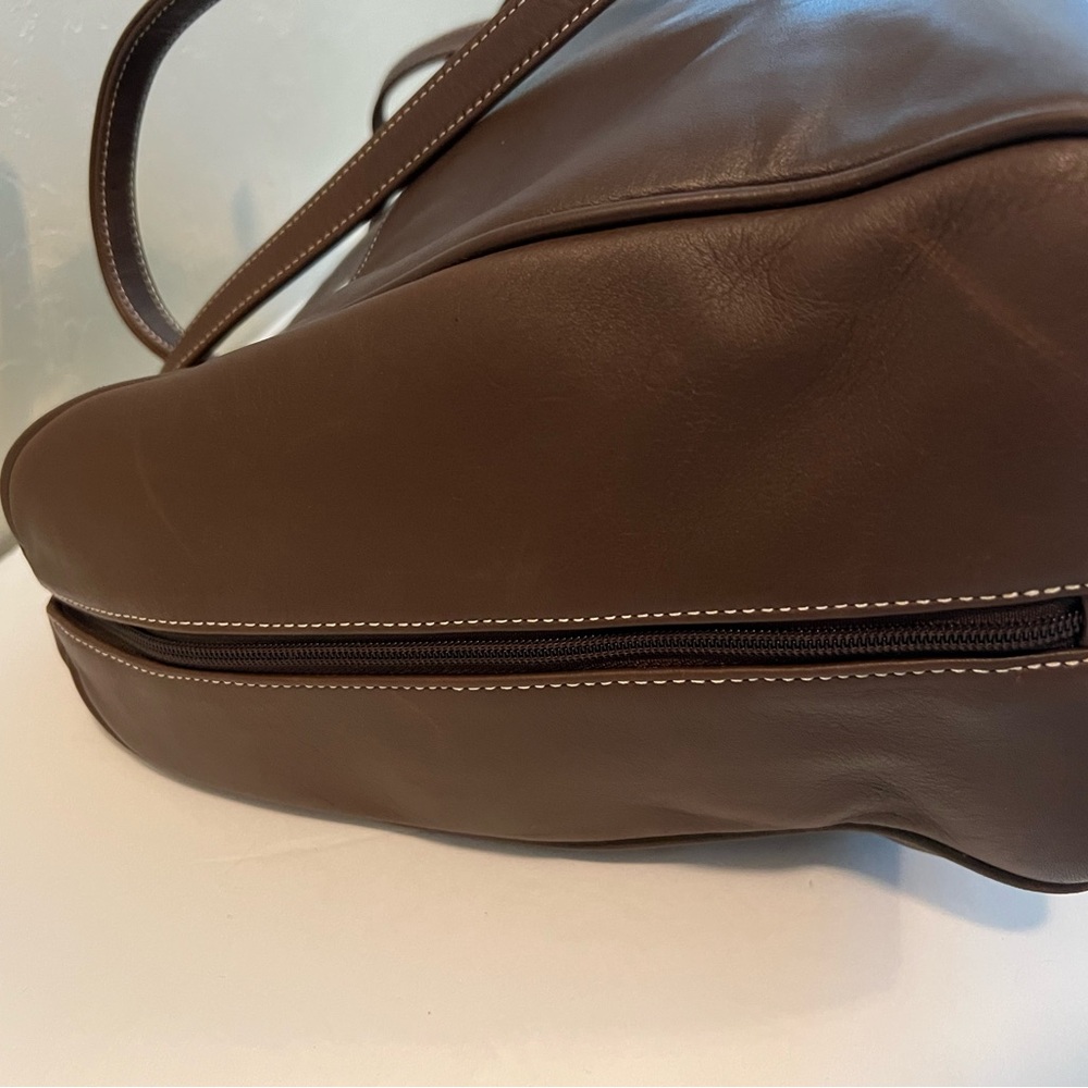Levenger Dark Brown Leather Duffel Bag - Picture 15 of 15